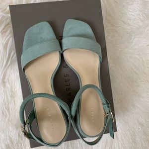 Open Toe Block Heel Sandals by Charles and Keith